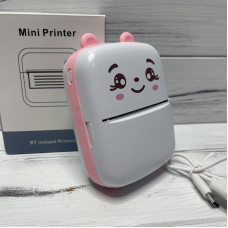 Портативный мини термопринтер JETIX Mini Printer для смартфона с Bluetooth для печати без чернил розовый